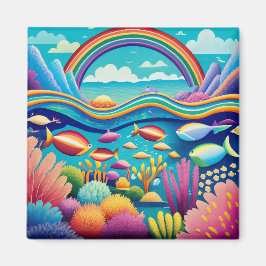 Kleurrijk Onderwater Onder de Regenboog Magneet