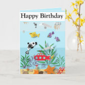 Kleurrijk onderwater scène bewerkbaar  kaart (Gele Bloem)