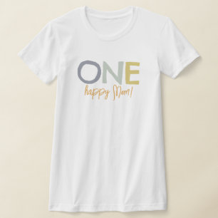 Kleurrijk One Happy Mom Verjaardag T-Shirt