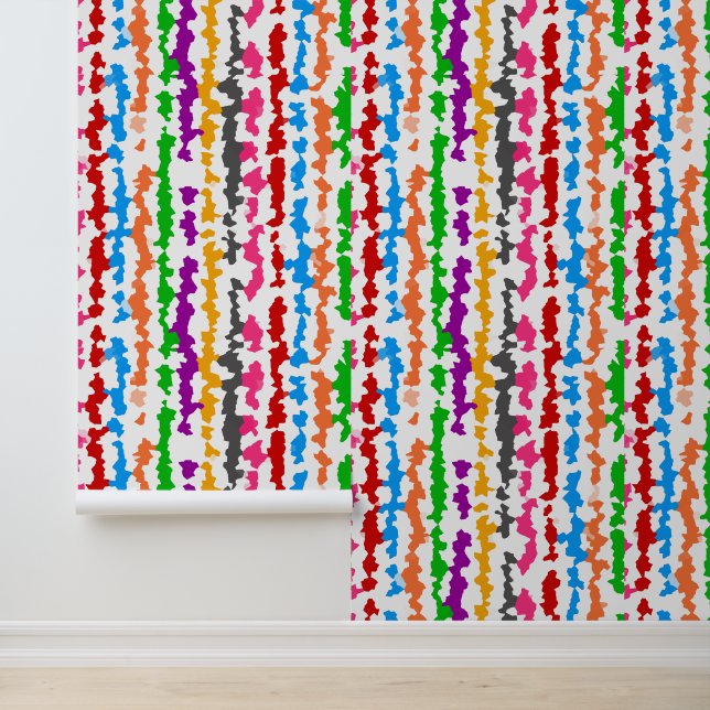 Kleurrijk Onregelmatig Abstract Ontwerp Wit Behang (Applicatie)