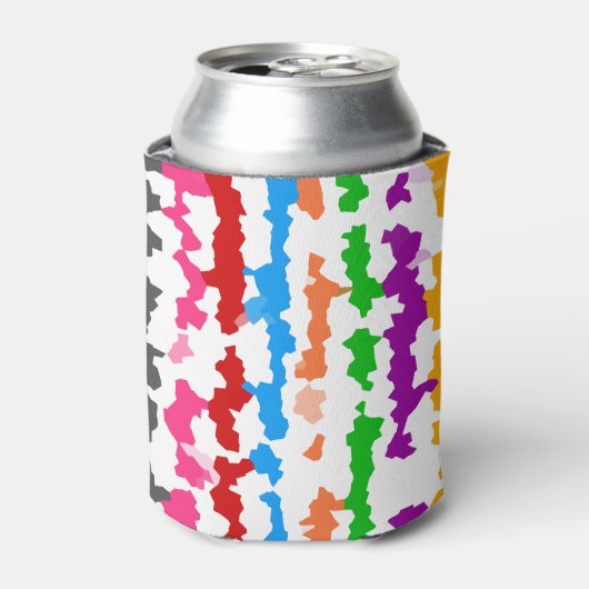 Kleurrijk Onregelmatig Abstract Ontwerp Wit Blikjeskoeler (Blikje Voorkant)