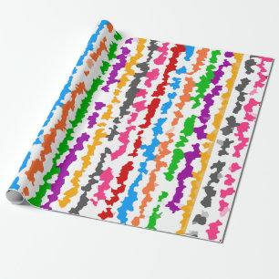 Kleurrijk Onregelmatig Abstract Ontwerp Wit Cadeaupapier