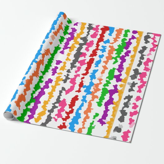 Kleurrijk Onregelmatig Abstract Ontwerp Wit Cadeaupapier (Uitgerold)