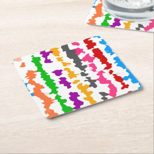Kleurrijk Onregelmatig Abstract Ontwerp Wit Kartonnen Onderzetters