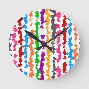 Kleurrijk Onregelmatig Abstract Ontwerp Wit Ronde Klok