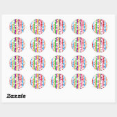 Kleurrijk Onregelmatig Abstract Ontwerp Wit Ronde Sticker (Vel)
