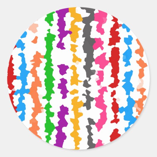 Kleurrijk Onregelmatig Abstract Ontwerp Wit Ronde Sticker (Voorkant)