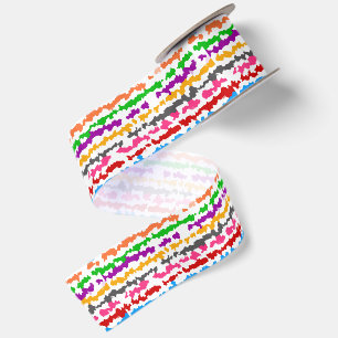 Kleurrijk Onregelmatig Abstract Ontwerp Wit Satijnen Lint