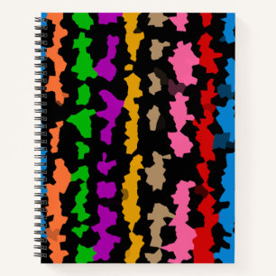 Kleurrijk onregelmatig abstract ontwerp zwart notitieboek
