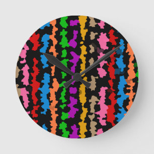 Kleurrijk Onregelmatig Abstract Ontwerp Zwart Ronde Klok