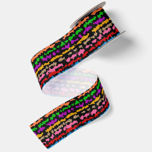 Kleurrijk onregelmatig abstract ontwerp Zwart Satijnen Lint