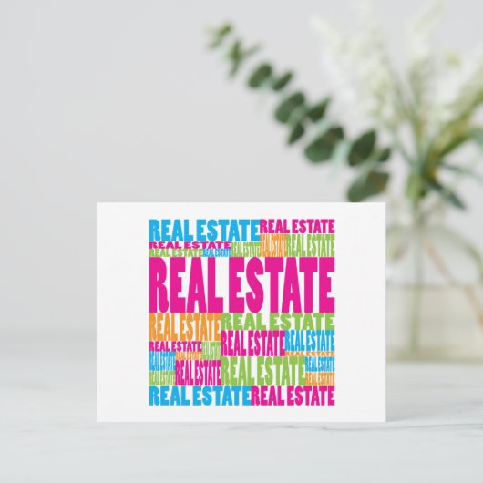 Kleurrijk onroerend goed briefkaart (Staand voorkant)