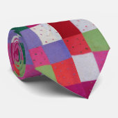 kleurrijk ontwerp breiwerk vierkantjes stropdas (Opgerold)