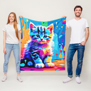 Kleurrijk Ontwerp Met Kittens Fleece Deken