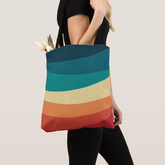Kleurrijk ontwerp met retro-stijl tote bag (Dichtbij)