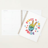 Kleurrijk ontwerp met vrede, liefde en trots hand planner (Display)