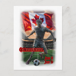 Kleurrijk ontwerp over een voetbalviering op een feestdagenkaart
