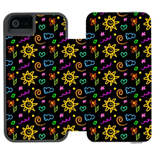 Kleurrijk ontwerp van achtergrond voor kinderen incipio iPhone portemonnee hoesje (Agenda Open)