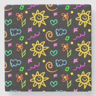 Kleurrijk ontwerp van achtergrond voor kinderen stenen onderzetter