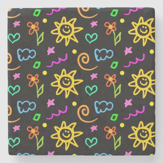 Kleurrijk ontwerp van achtergrond voor kinderen stenen onderzetter (Voorkant)