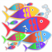 Kleurrijk ontwerp van de viskunst sticker (Voorkant)