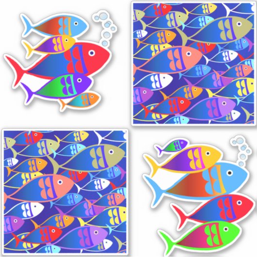 Kleurrijk ontwerp van de viskunst sticker (Voorkant)