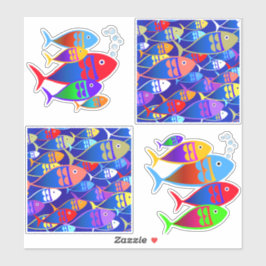 Kleurrijk ontwerp van de viskunst sticker