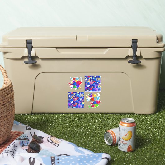 Kleurrijk ontwerp van de viskunst sticker (Koeler)