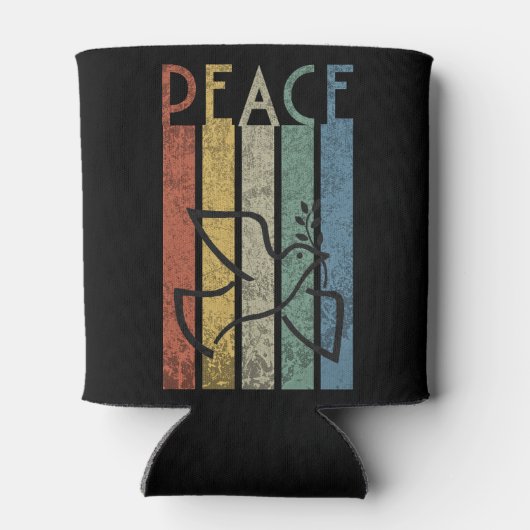 Kleurrijk ontwerp van de vredestekst blikjeskoeler (Achterkant)