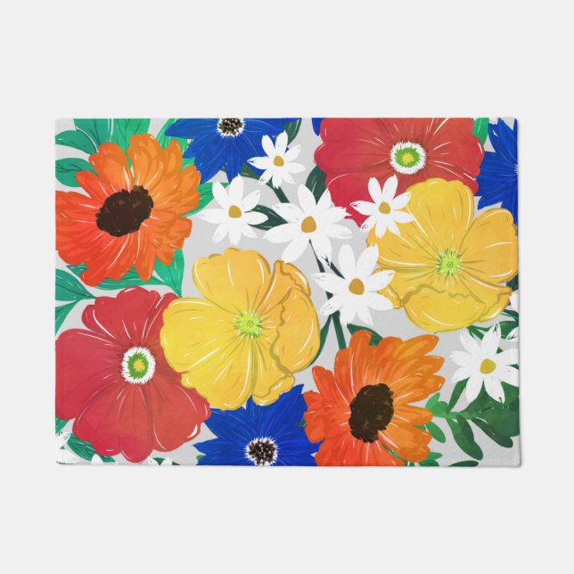 Kleurrijk ontwerp van Floral Hand Paint Girly Deurmat (Voorkant)