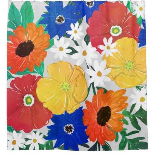 Kleurrijk ontwerp van Floral Hand Paint Girly Douchegordijn (Voorkant)