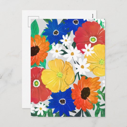 Kleurrijk ontwerp van Floral Hand Paint Girly Feestdagenkaart (Voorkant / Achterkant)