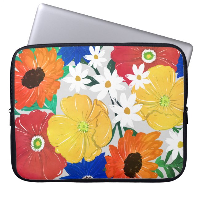 Kleurrijk ontwerp van Floral Hand Paint Girly Laptop Sleeve (Voorkant)