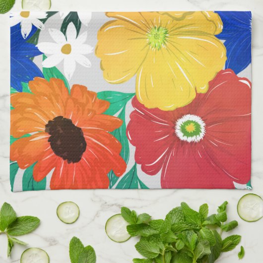 Kleurrijk ontwerp van Floral Hand Paint Girly Theedoek (Gevouwen)