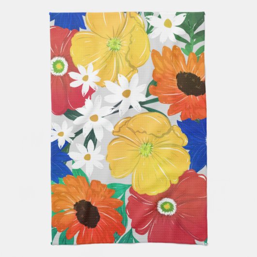 Kleurrijk ontwerp van Floral Hand Paint Girly Theedoek (Verticaal)