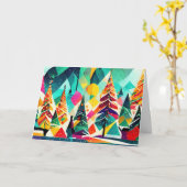 Kleurrijk ontwerp van kerstbomen kaart (Gele Bloem)