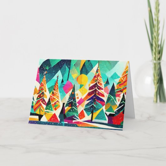 Kleurrijk ontwerp van kerstbomen kaart (Voorkant)