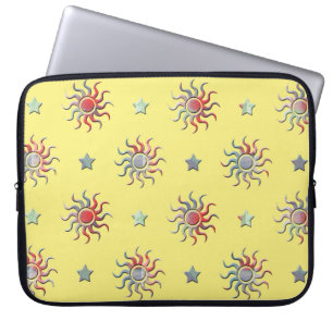 Kleurrijk ontwerp van zon en sterren laptop sleeve