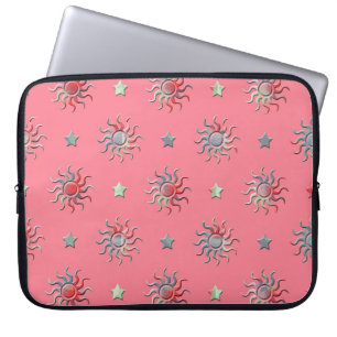 Kleurrijk ontwerp van zon en sterren laptop sleeve