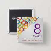 Kleurrijk ontwerp voor de dag van vrouwen vierkante button 5,1 cm (Voorkant /achterkant)