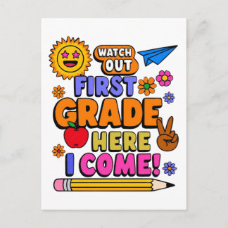 Kleurrijk ontwerp voor de eerste klas terug naar s briefkaart