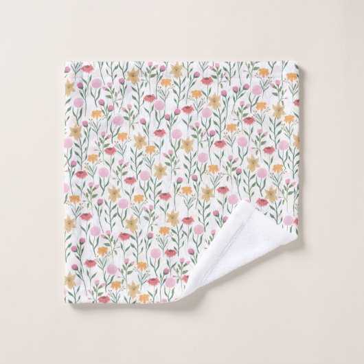 Kleurrijk ontwerp voor Waterverf van wilde bloemen Bad Handdoek (Wasdoekje)