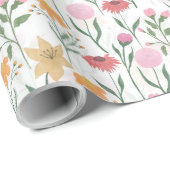 Kleurrijk ontwerp voor Waterverf van wilde bloemen Cadeaupapier (Rol Hoek)