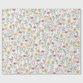 Kleurrijk ontwerp voor Waterverf van wilde bloemen Cadeaupapier (Vlak)