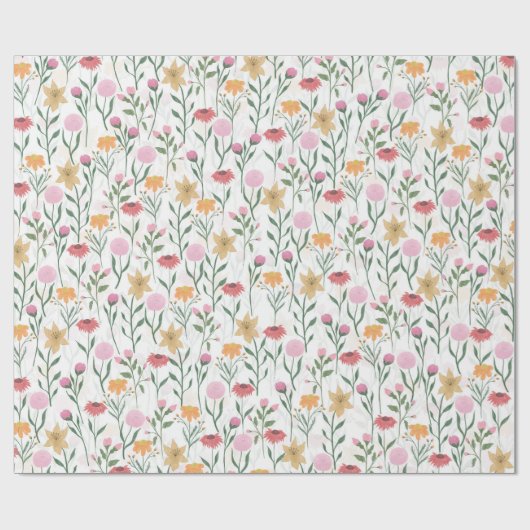 Kleurrijk ontwerp voor Waterverf van wilde bloemen Cadeaupapier (Vlak)