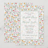 Kleurrijk ontwerp voor Waterverf van wilde bloemen Kaart (Voorkant / Achterkant)