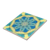 Kleurrijk, oosterachtig, abstract mandala, blauwgr tegeltje (Zijkant)