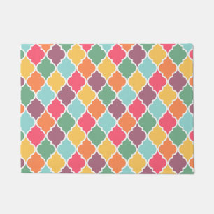 Kleurrijk oosters quatrefoil patroon deurmat