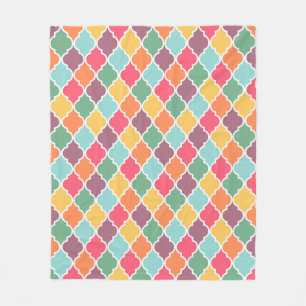 Kleurrijk oosters quatrefoil patroon fleece deken
