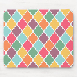 Kleurrijk oosters quatrefoil patroon muismat